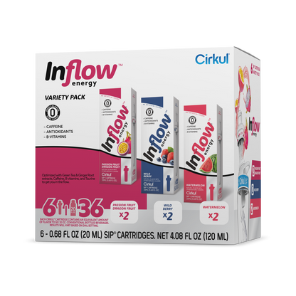 Sugar-Free Inflow Energy 6-Pack Variety Pack VCUW - Vitamin-Infused Natural Refreshing Flavor Core - Default Title