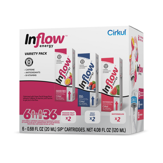 Sugar-Free Inflow Energy 6-Pack Variety Pack VCUW - Vitamin-Infused Natural Refreshing Flavor Core - Default Title