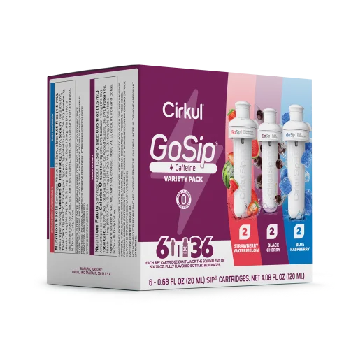 Vitamin-Infused GoSip 6-Pack Variety Pack CB6Q - Electrolyte Hydration Enhanced Taste Cartridges Detail
