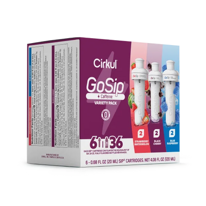 Vitamin-Infused GoSip 6-Pack Variety Pack CB6Q - Electrolyte Hydration Enhanced Taste Cartridges Detail