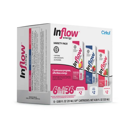 Sugar-Free Inflow Energy 6-Pack Variety Pack VCUW - Vitamin-Infused Natural Refreshing Flavor Core Detail