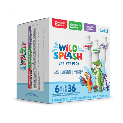 Refreshing Electrolyte Wild Splash 6-Pack Variety Pack 2TB7 - Sugar-Free Fruit Flavor Cartridge Refill Detail